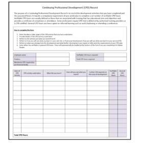 Free Downloadable CPD Record Guidance and Template